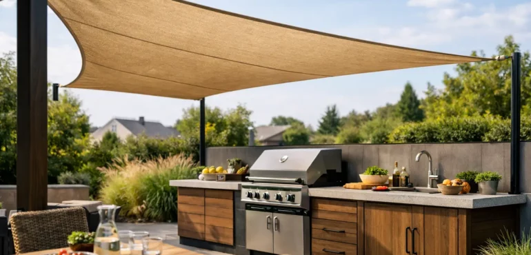 Zonnezeil boven buitenkeuken goed plannen