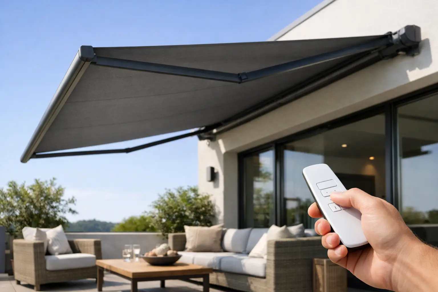 Zonnezeil met afstandsbediening voor uw terras