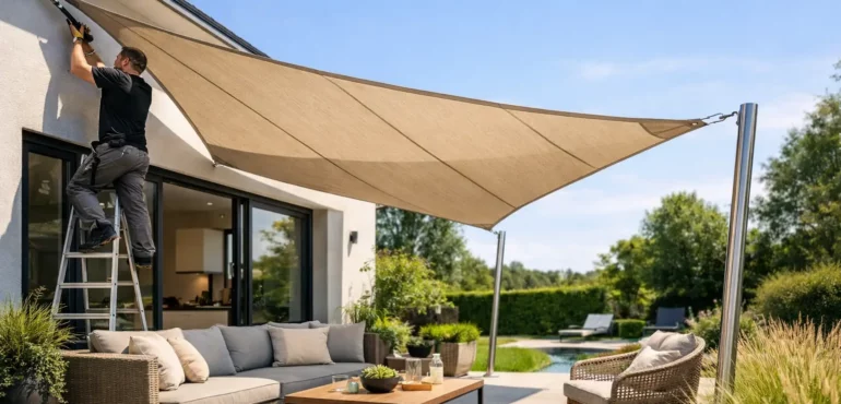 Zonnezeil montage aan huis voor meer comfort