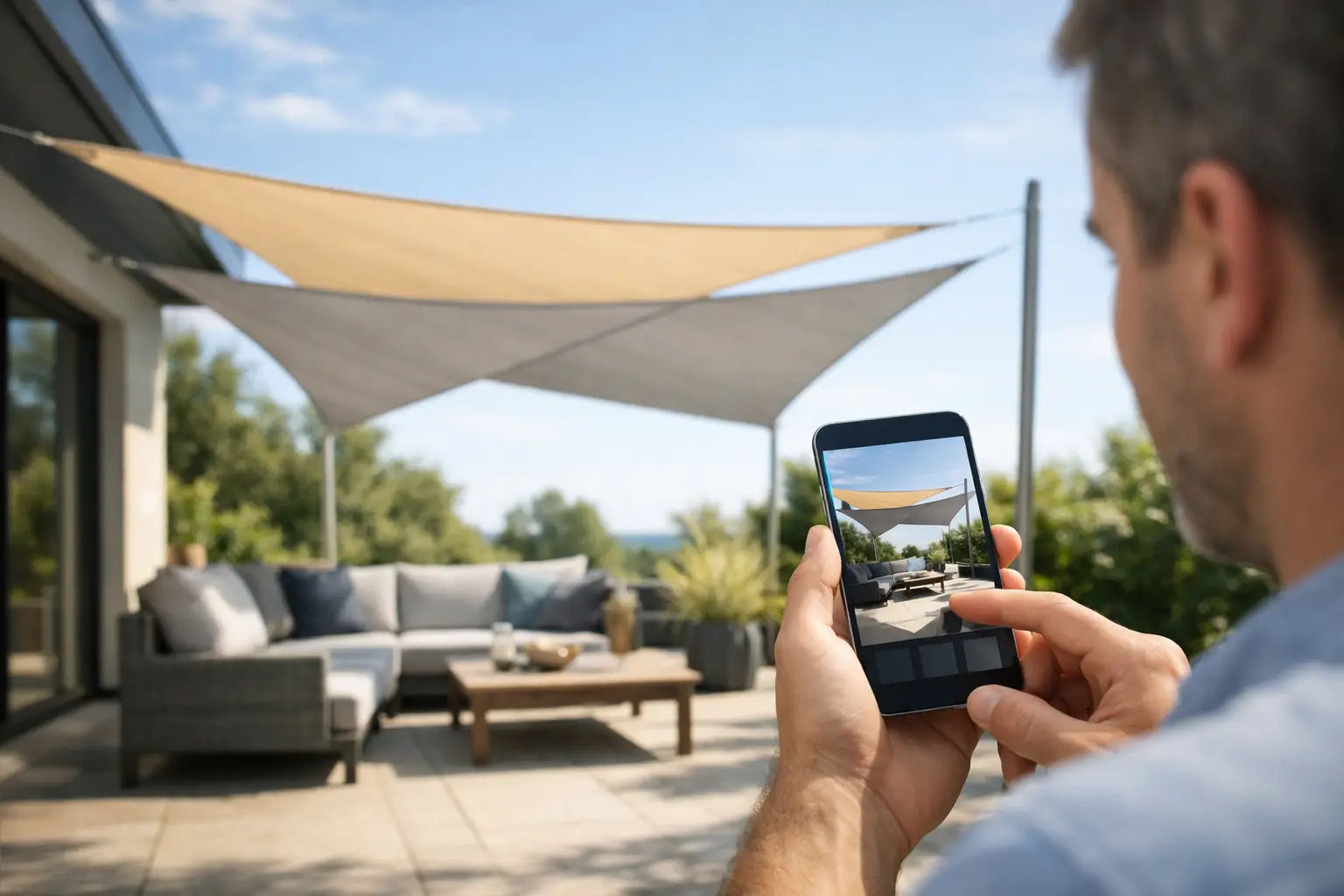 Zonnezeil ontwerpen met app voor perfecte schaduw