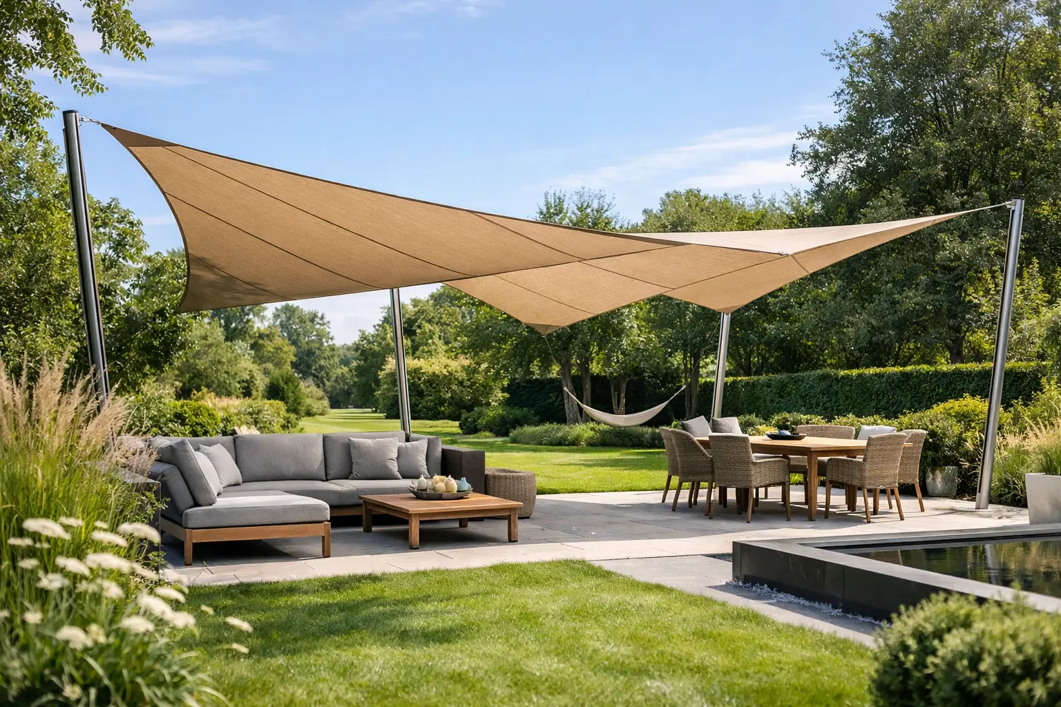 Zonnezeil voor grote tuin met maximale vrijheid