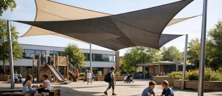 Zonnezeil voor schoolplein met slimme schaduw