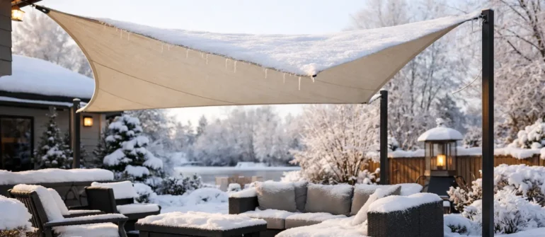 Kan een zonnezeil blijven hangen in de winter?